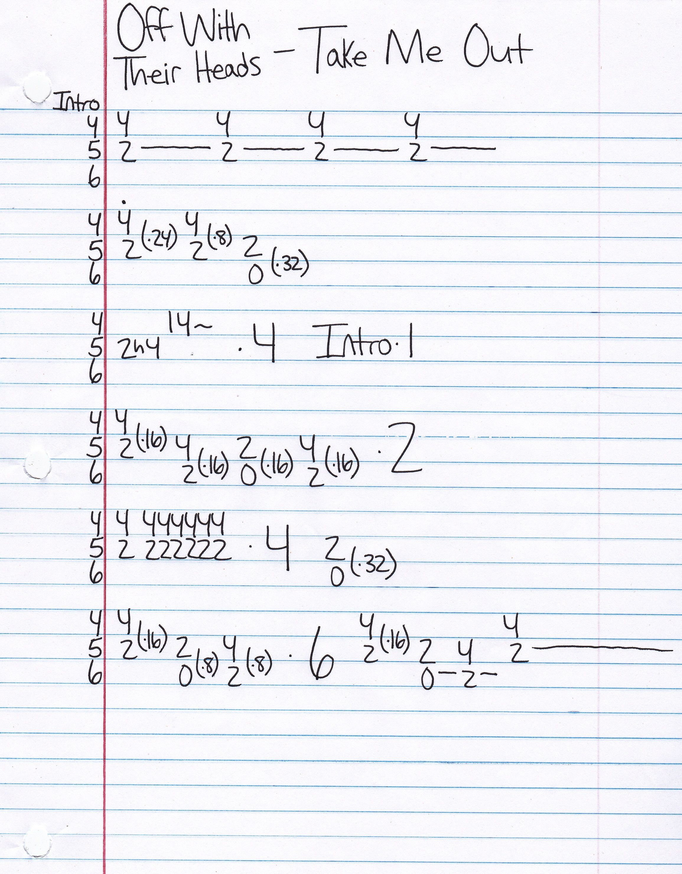 High quality guitar tab for Take Me Out by Off With Their Heads off of the album Home. ***Complete and accurate guitar tab!***